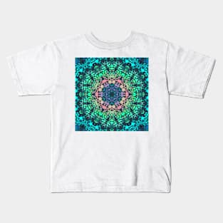 Dot Mandala Flower Blue Green and Pink Kids T-Shirt